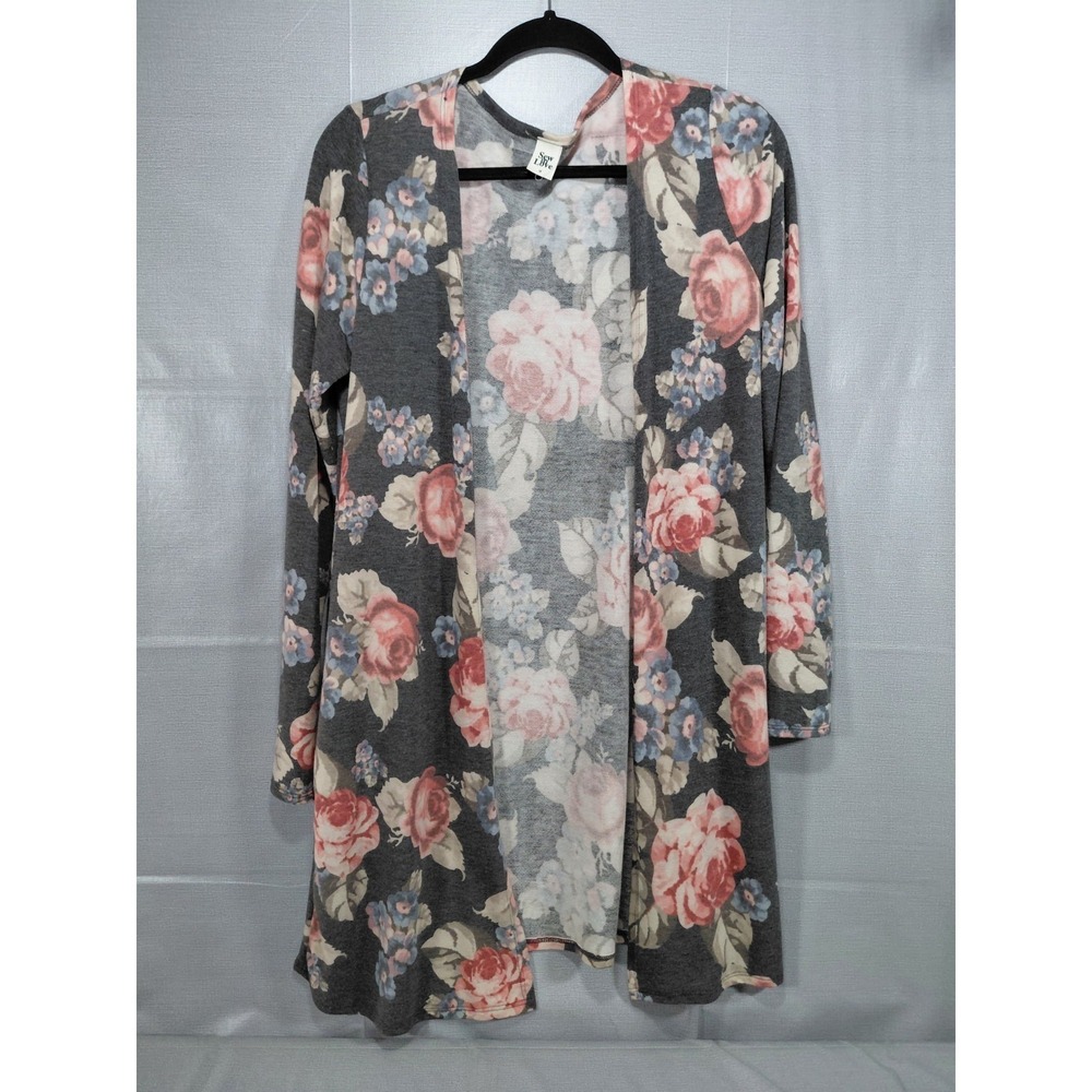 Sew In Love Open Front Floral Duster Cardigan Women's Med‎ Lightweight